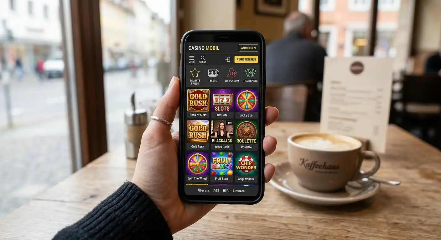 Mobiles Crypto-Casino – Smartphone zeigt Casino-Webseite