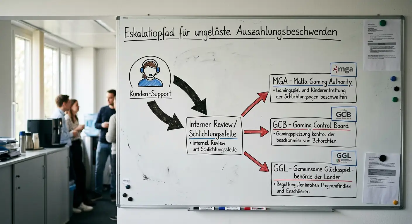 Beschwerdeweg: Vom Casino-Support bis zur Lizenzbehörde MGA, GCB und GGL