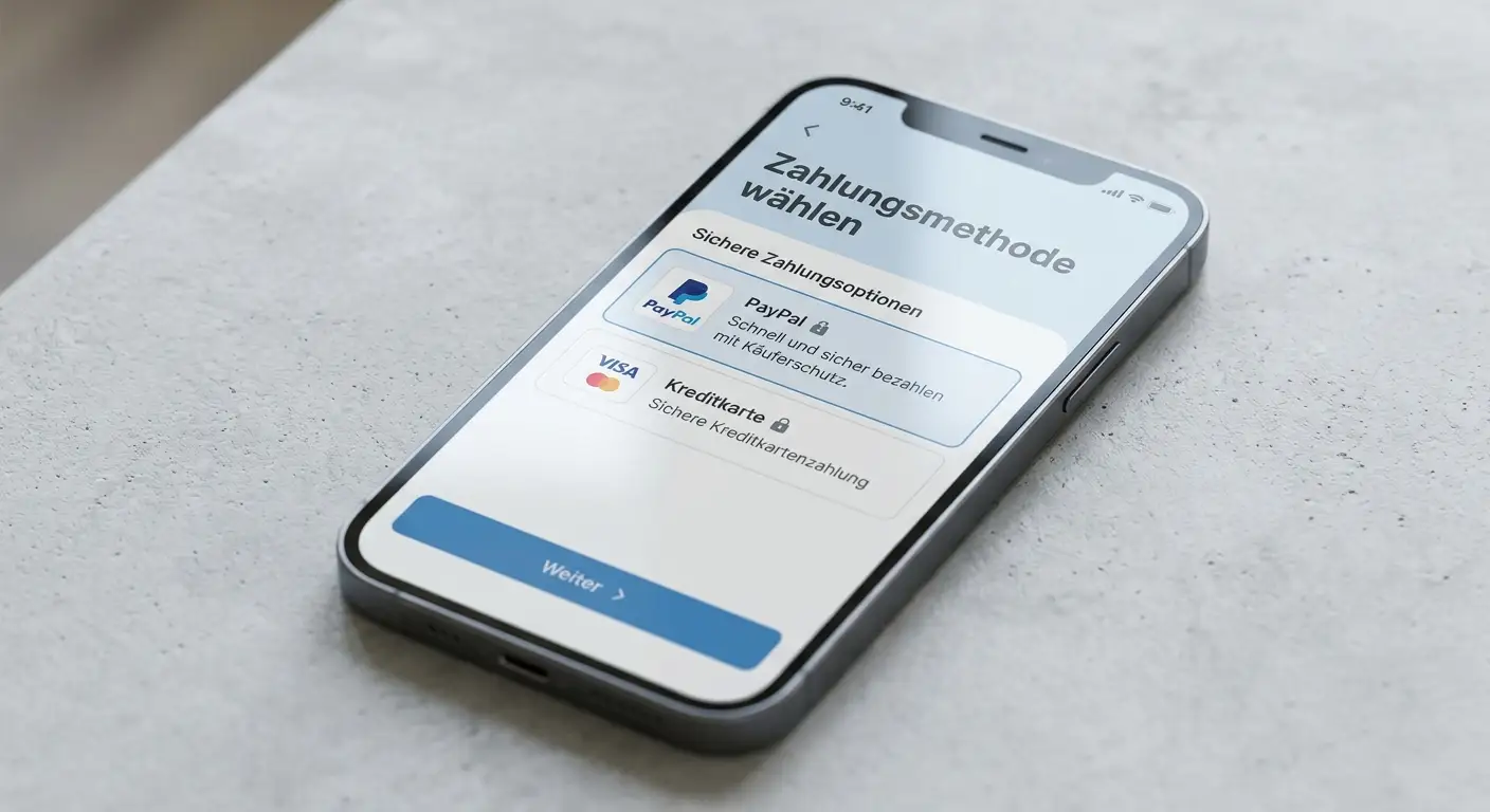 Smartphone-Bildschirm mit PayPal-Logo und Casino-App-Einzahlung