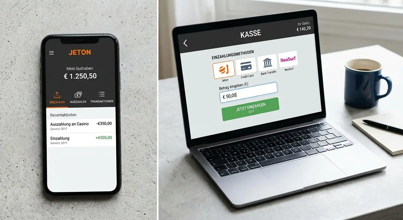 Jeton-Einzahlung und Auszahlung im Online-Casino, Schritt-für-Schritt-Erklärung am Smartphone