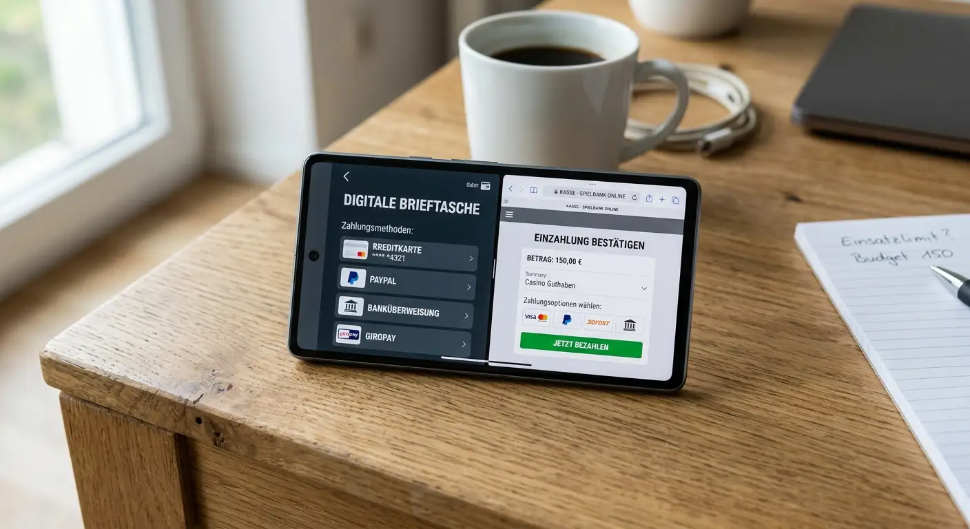 Skrill-Logo neben anderen E-Wallets im Casino-Kassenbereich