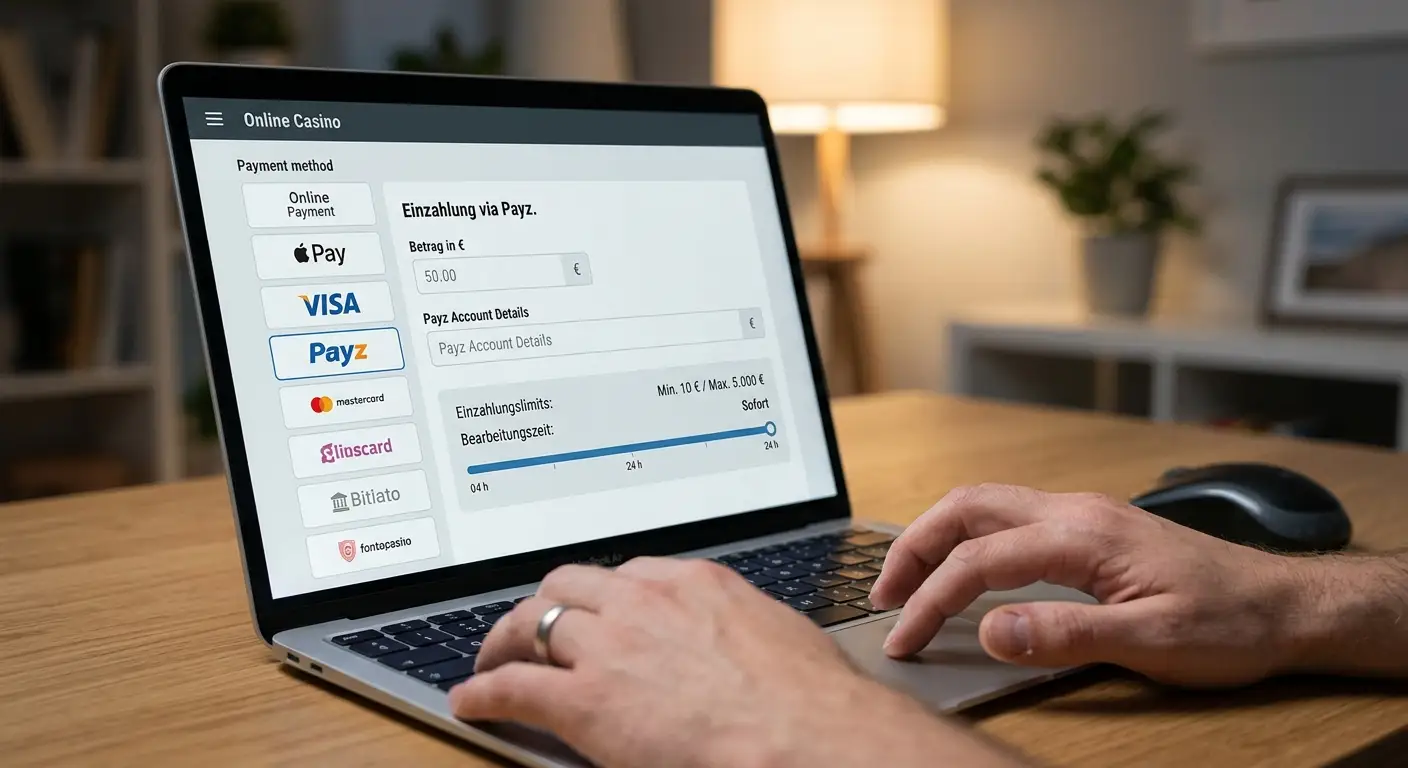 Zahlungs-Bild: Payz-Einzahlung und Auszahlung im Online-Casino – Limits und Dauer im Überblick