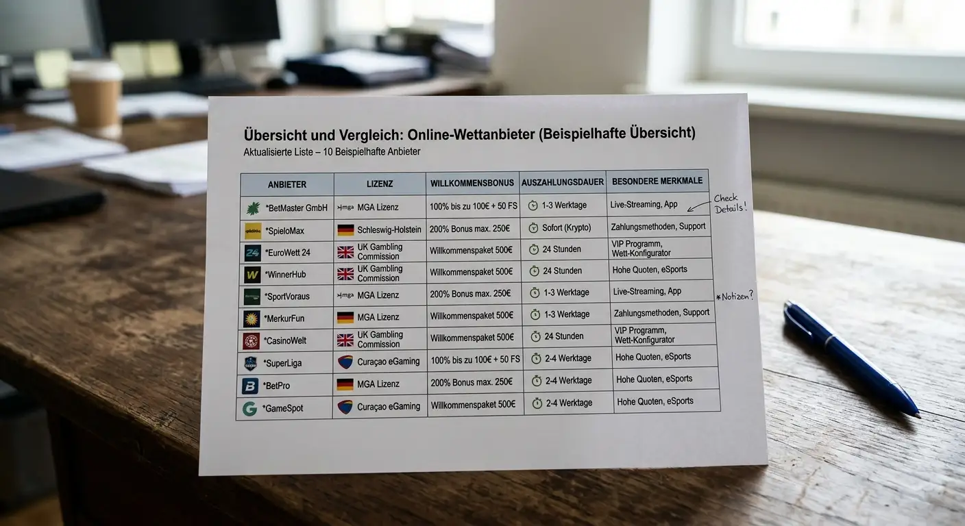 Vergleichstabelle der besten Lastschrift-Casinos: Lizenz, Bonus, Auszahlungsdauer