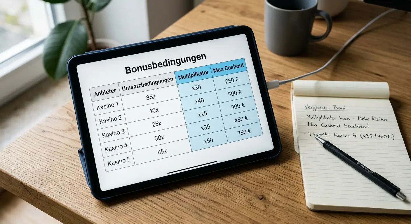 Bonusdetails im Online-Casino: Willkommenspaket mit Umsatzbedingungen, maximaler Auszahlung und Spielbeiträgen