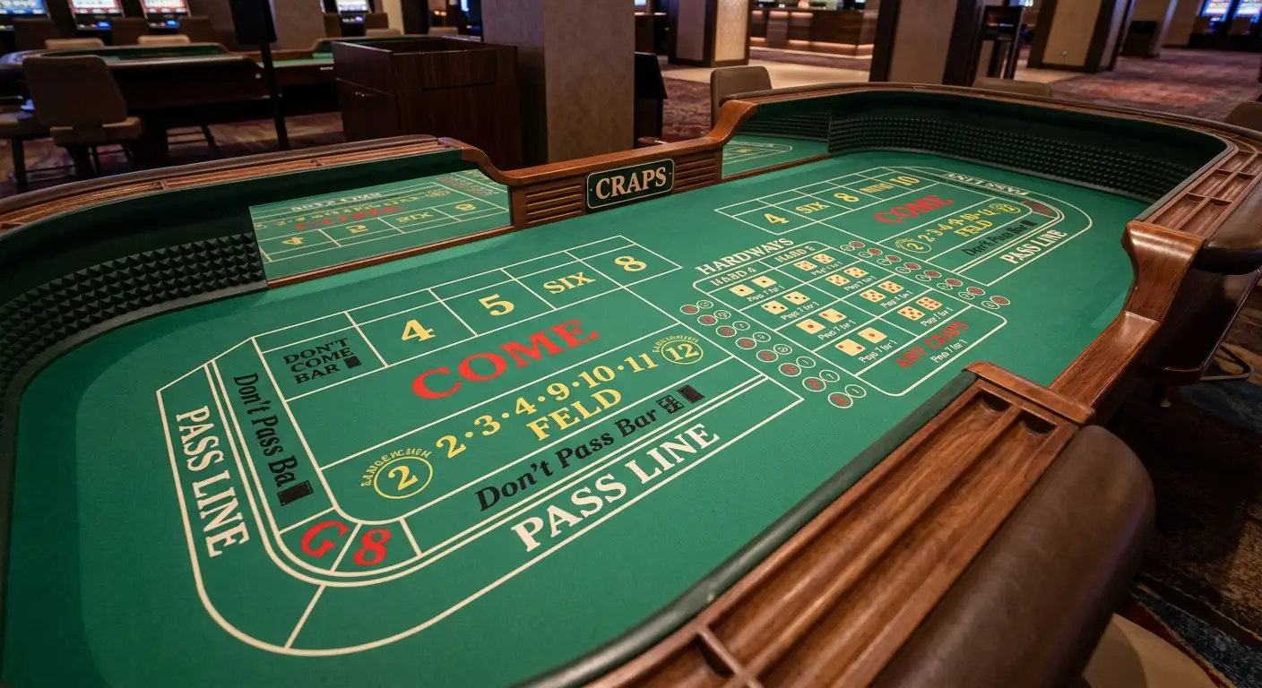 Craps-Spielregeln, Pass Line, Don't Pass, Wettoptionen am Tisch