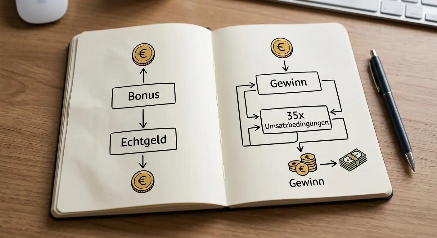 Begriffs-Übersicht: Bonus ohne Umsatzbedingungen versus klassischer Bonus mit Wagering