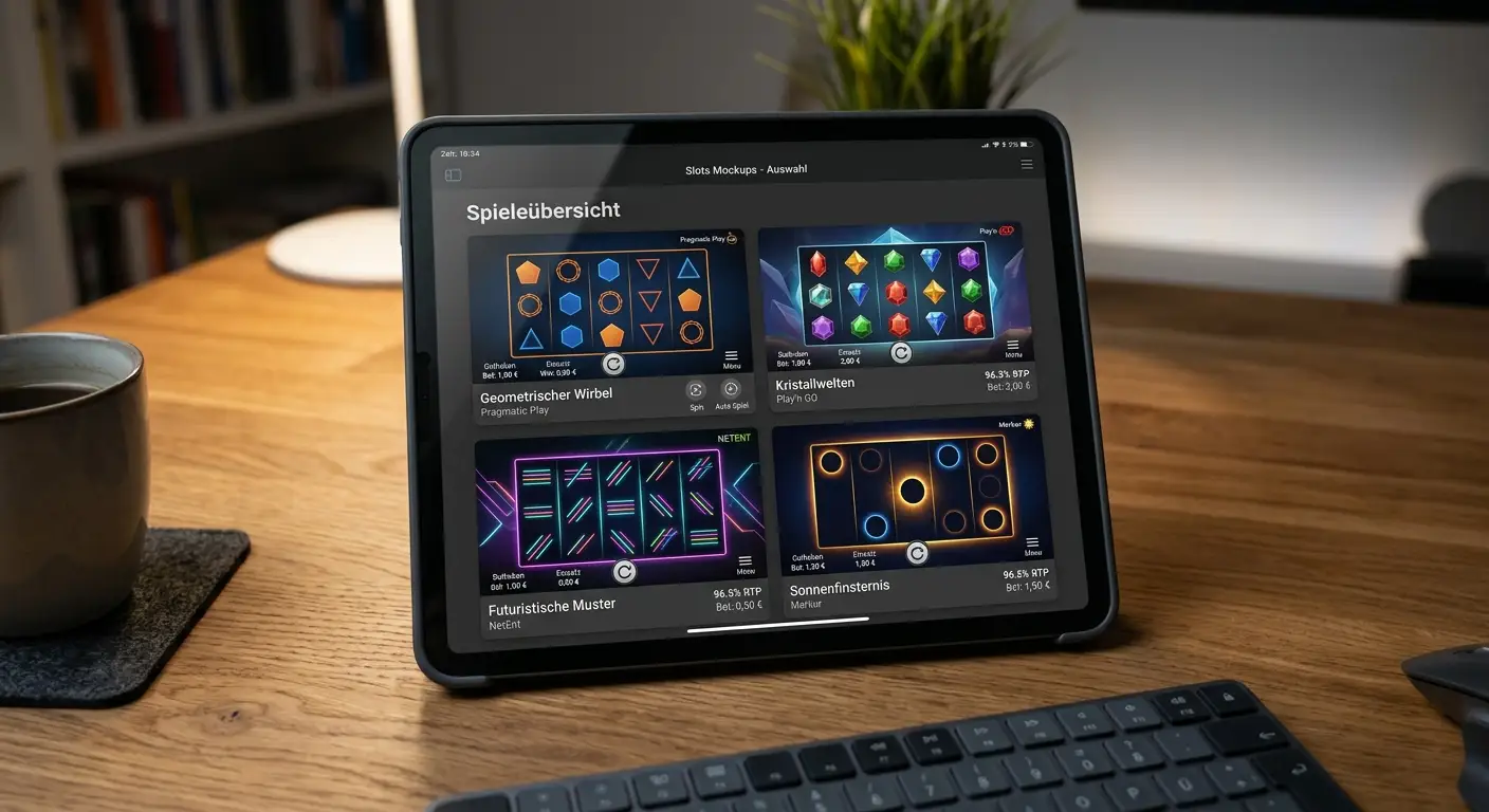 Slot-Übersicht: hohe RTP-Slots von Pragmatic Play, Play'n GO, NetEnt und Merkur